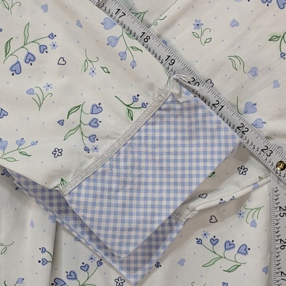 Vintage Vanity Fair Womens Pajama Set XL White Blue Cotton Blend Poplin 2Pc - Picture 10 of 16